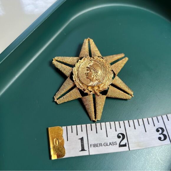 Vintage Greek Revival Star of David MCM modernist Brutalist Brooch 2 Piece Lot - Picture 4 of 5